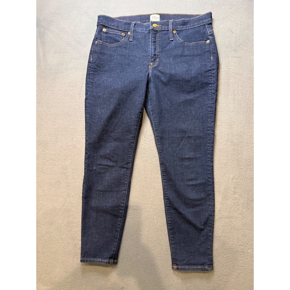 J.Crew 9" Toothpick Skinny Jeans Dark Indigo Blue Petite 31P Classic Core/Preppy
